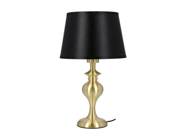 Lampa stołowa Fenetano złota satynowa z czarnym abażurem 40 cm
