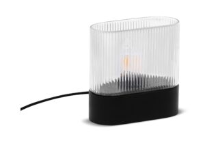 Miniaturka 6 - Lampa stołowa FLUMINA ST czarna z ryflowanym szklanym kloszem