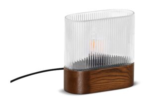 Miniaturka 1 - Lampa stołowa FLUMINA ST orzech z przezroczystym kloszem