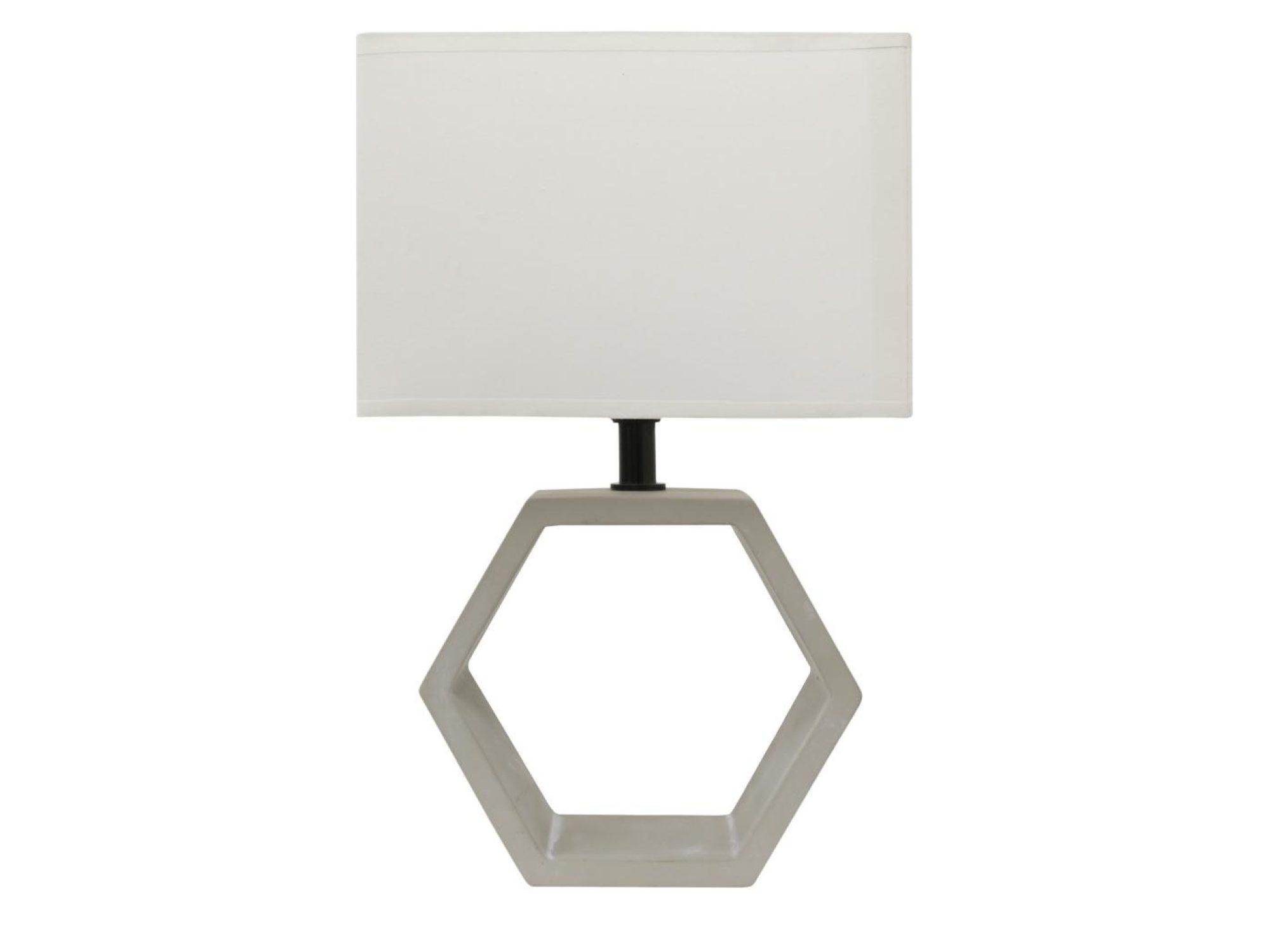 Lampa stołowa Gilavira beżowa z sześciokątną podstawą i jasnym abażurem