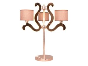 Miniaturka 2 - Lampa stołowa Gorelo miedziana z trzema brązowymi abażurami