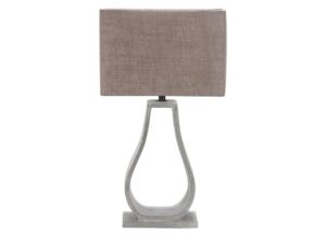 Miniaturka 1 - Lampa stołowa Gorosino beżowy abażur i betonowa podstawa