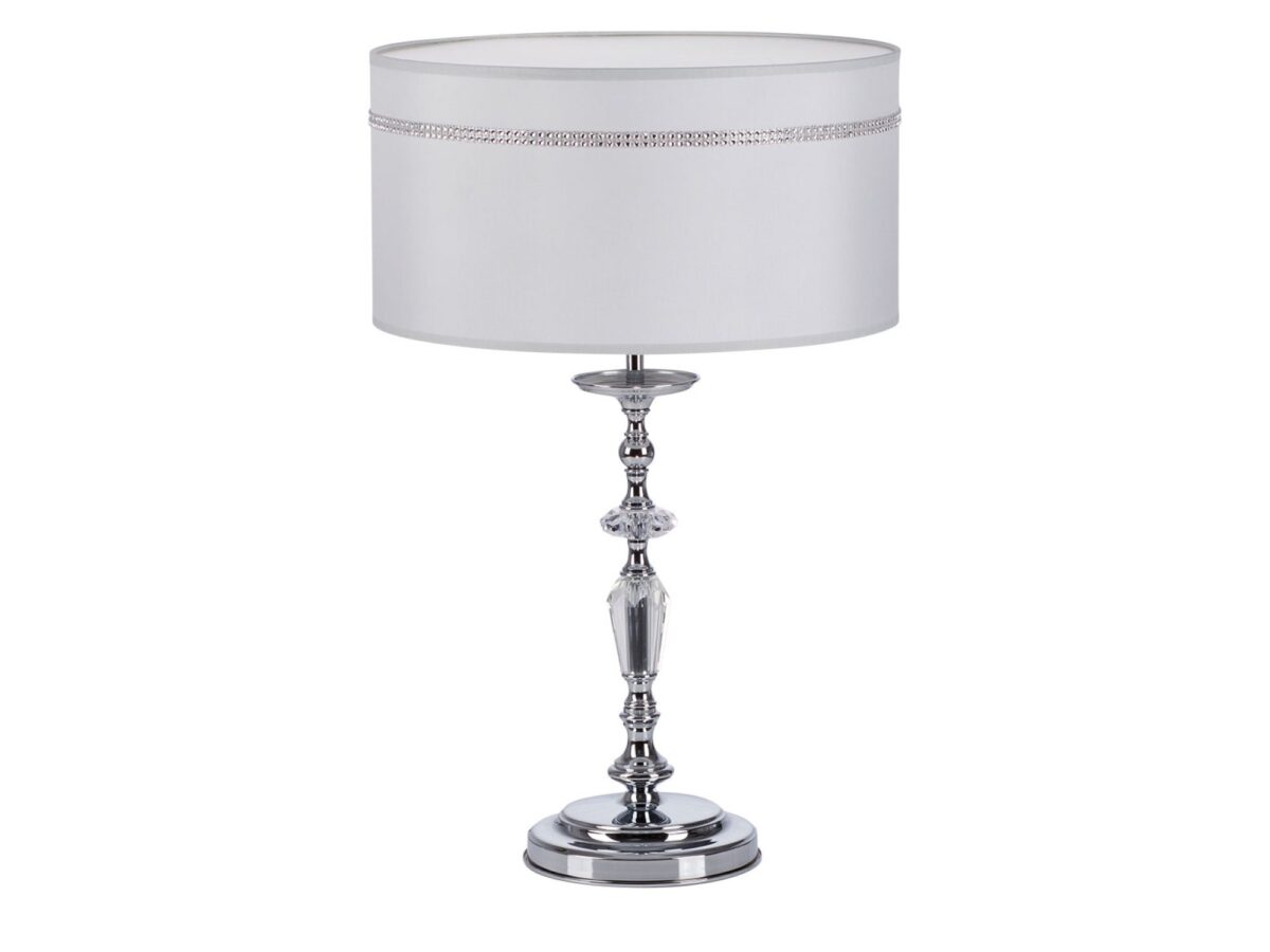 Lampa stołowa Hilton z abażurem w kolorze chromu