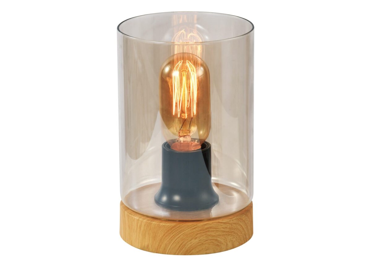 Lampa stołowa Isilona 16 cm z przydymionym szklanym kloszem