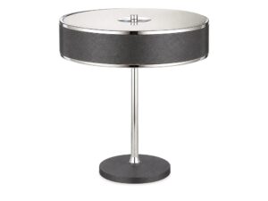 Miniaturka 2 - Lampa stołowa Jazz z chromowanym trzonem i grafitowym okrągłym abażurem