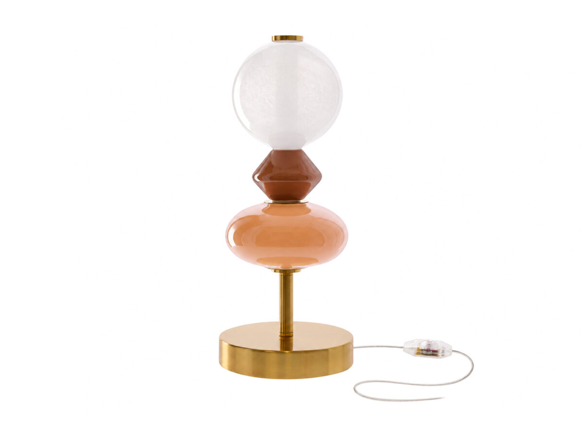 Lampa stołowa LED Kamesina 42 cm mosiądz / brąz