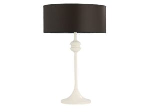 Miniaturka 1 - Lampa stołowa Kaszmir biały mat z czarnym cylindrycznym abażurem