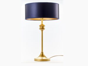 Miniaturka 5 - Lampa stołowa Kaszmir złota z granatowym abażurem na białym tle