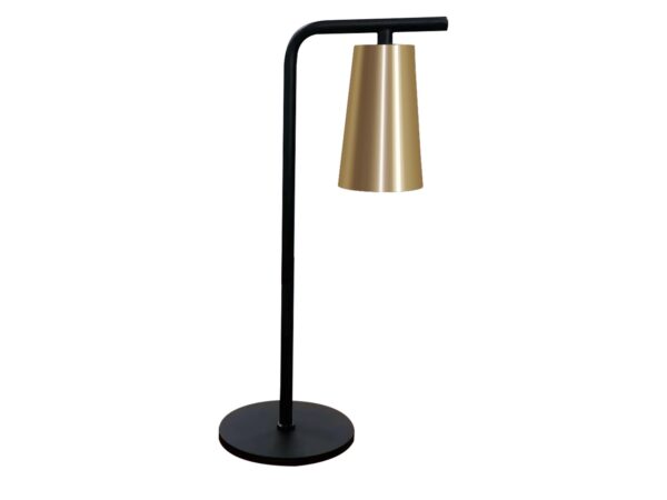Lampa stołowa Koromio czarna z mosiężnym stożkowym metalowym kloszem