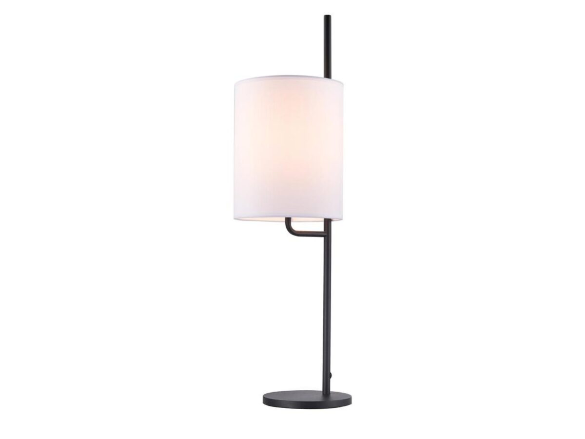 Lampa stołowa Larivora czarna z białym abażurem 64 cm