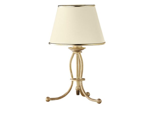 Lampa stołowa Laura z abażurem ecru i ozdobną podstawą na trzech nóżkach