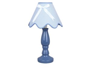 Miniaturka 3 - Niebieska lampa stołowa Lavimino z niebieskim abażurem i kokardą