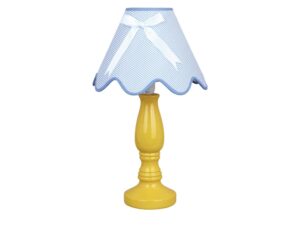 Miniaturka 1 - Lampa stołowa Lavimino żółta podstawa i niebieski abażur z kokardą