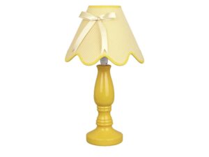 Miniaturka 2 - Żółta lampa stołowa Lavimino z żółtym abażurem i kokardą