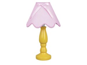 Miniaturka 3 - Lampa stołowa Lavimino żółta z różowym abażurem i kokardą