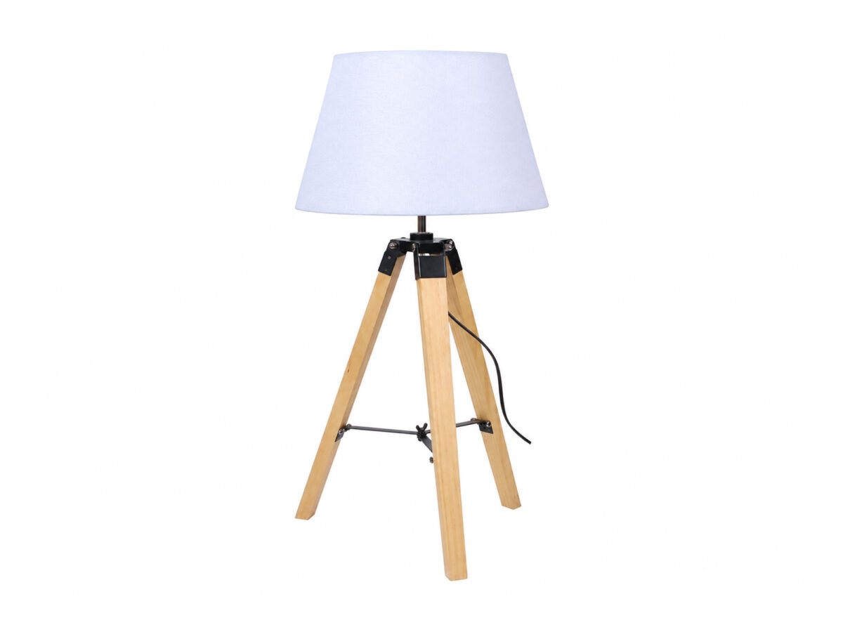 Lampa stołowa Levanira na drewnianym trójnogu 68 cm