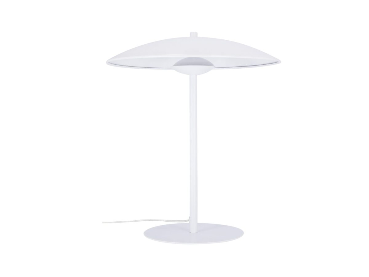 Lampa stołowa LED Levorio biała z płaskim kloszem 34 cm