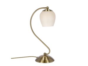 Miniaturka 2 - Lampa stołowa Linivio patyna z kremowym szklanym kloszem