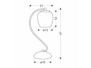 Miniaturka 1 - Lampa stołowa Linivio z kremowym kloszem na schemacie wymiarowym
