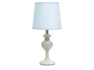 Miniaturka 1 - Lampa stołowa Loreneta błękitna z jasnym abażurem i ozdobną podstawą