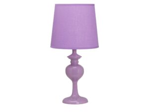 Miniaturka 2 - Fioletowa lampa stołowa Loreneta z tkaninowym abażurem na białym tle