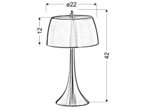 Miniaturka 1 - Lampa stołowa Loridena rysunek wymiarowy wysokość 42 cm i średnica 22 cm