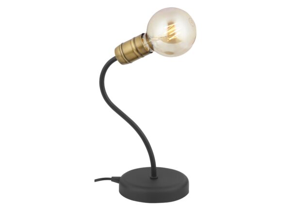 Lampa stołowa Luce w kolorach czarnym i złotym na białym tle
