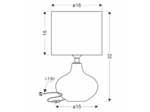 Miniaturka 1 - Rysunek wymiarowy lampy Malovino 32 cm z abażurem 18 cm