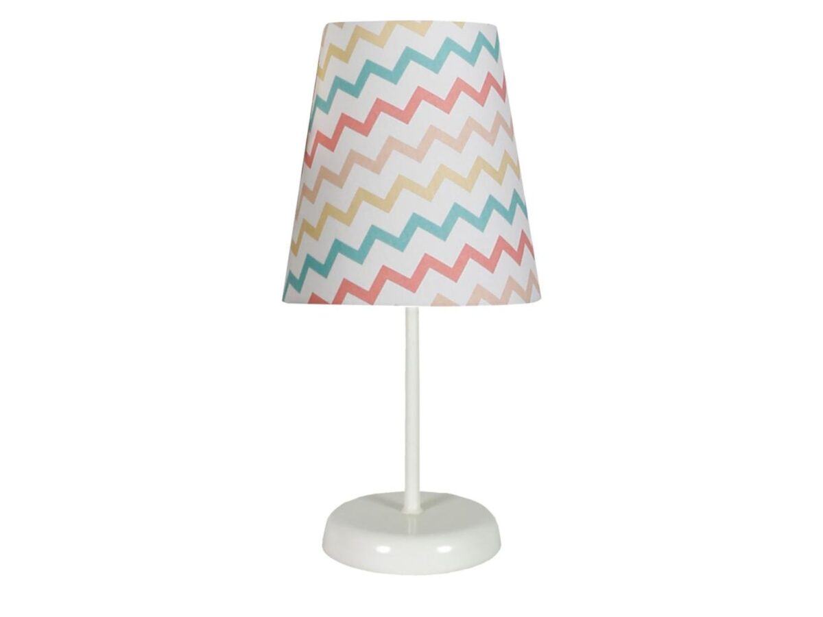 Lampa stołowa Mirela z pastelowym abażurem w zygzaki 31 cm