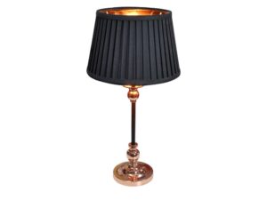 Miniaturka 3 - Lampa stołowa Mirotia czarna z plisowanym abażurem i miedzianą podstawą