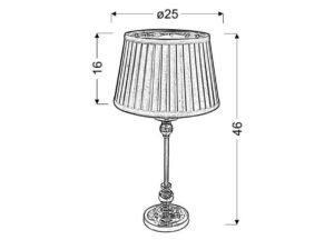 Miniaturka 2 - Lampa stołowa Mirotia rysunek wymiarowy 46 cm wysokości i abażur 25 cm