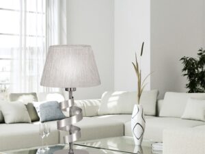 Miniaturka 2 - Lampa stołowa Moroma chromowana z białym abażurem w aranżacji