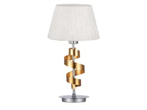 Miniaturka 1 - Lampa stołowa Moroma w chromie i złocie z białym abażurem