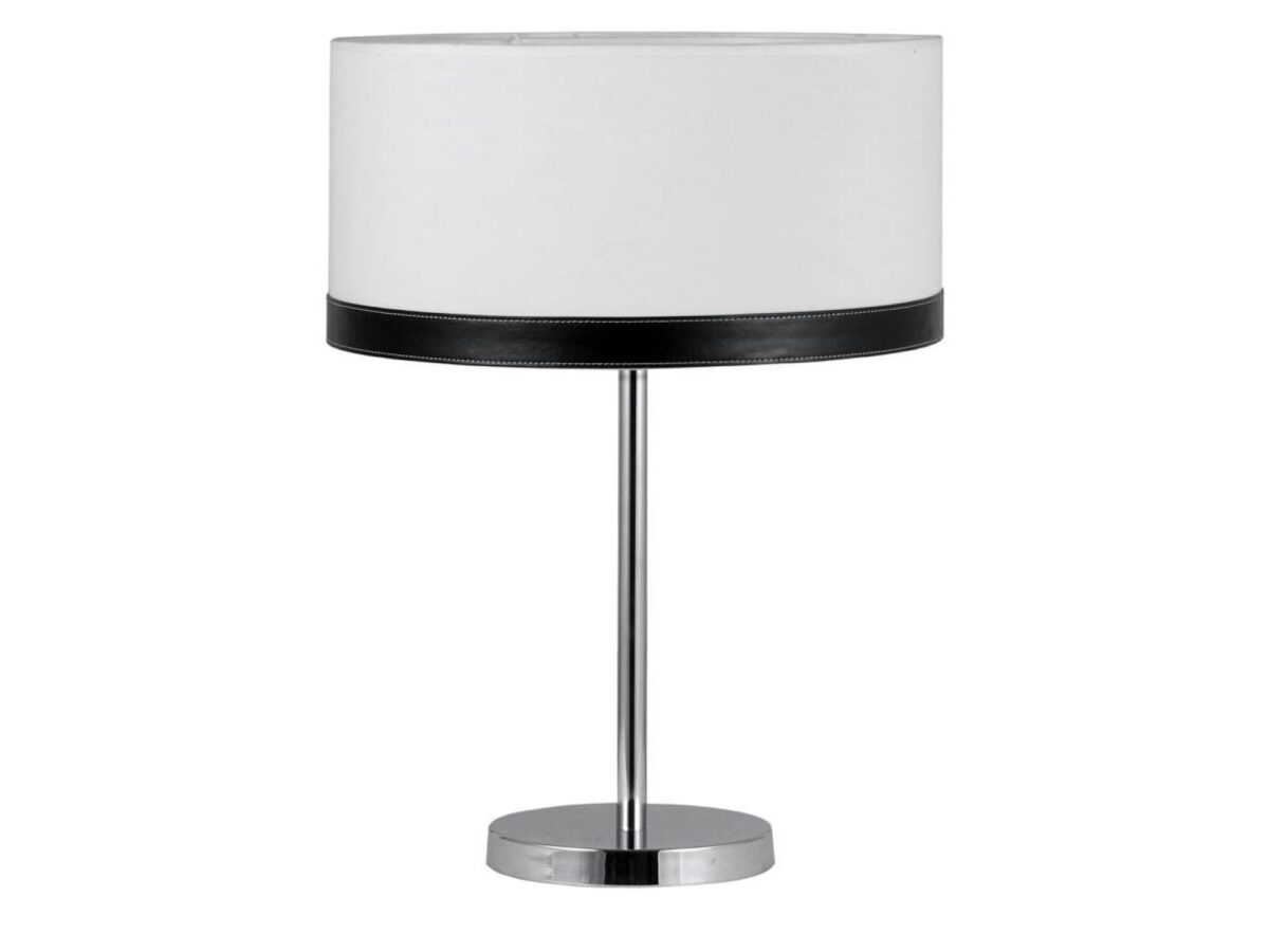 Lampa stołowa Morovela 53 cm chrom biało-czarny abażur