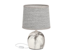 Miniaturka 3 - Lampa stołowa Naritino z szarym abażurem i ceramiczną podstawą z marmurowym wzorem
