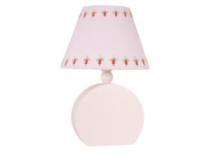 Miniaturka 3 - Różowa lampka stołowa Neridia ze wzorem małych postaci na abażurze