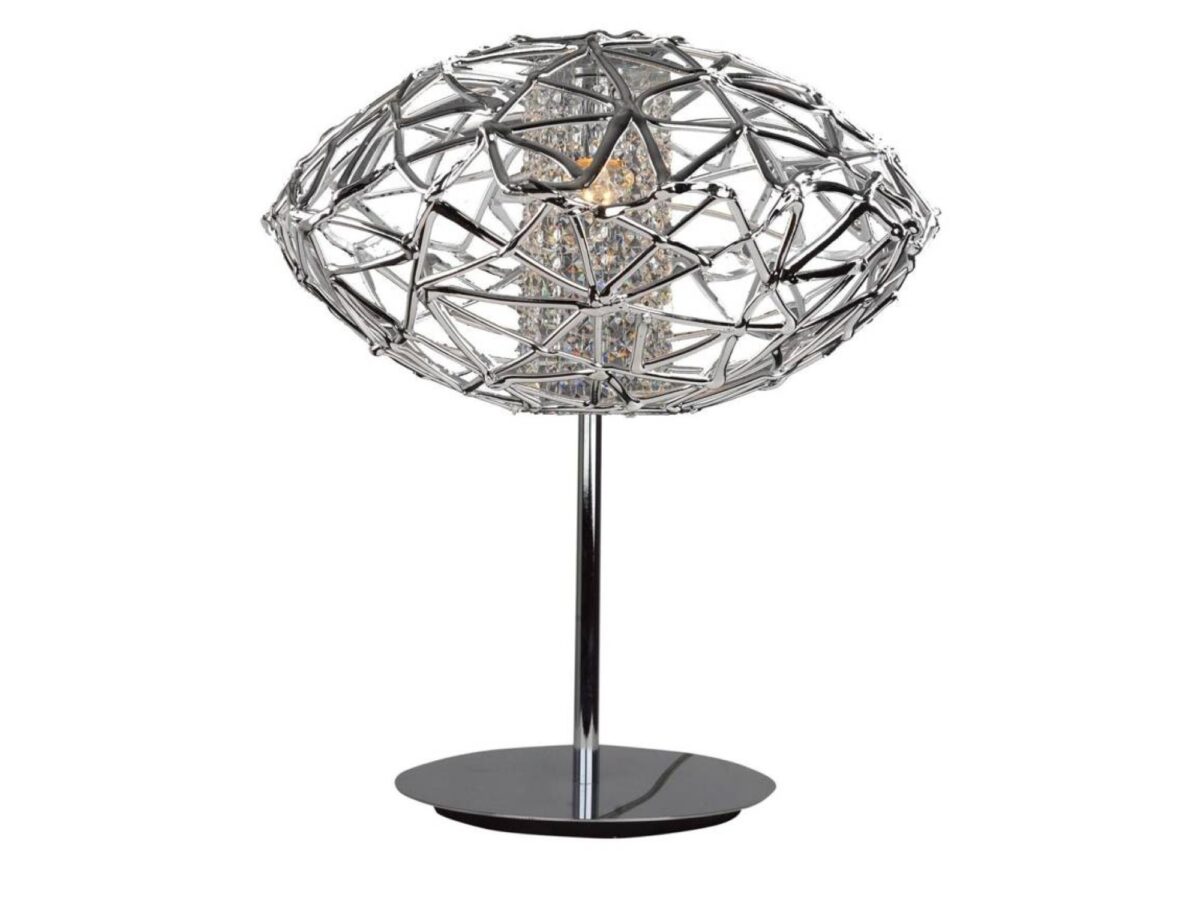 Lampa stołowa Nevania chromowana z ażurowym kloszem E14