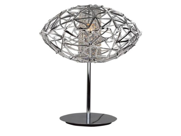 Lampa stołowa Nevania chromowana z ażurowym metalowym kloszem