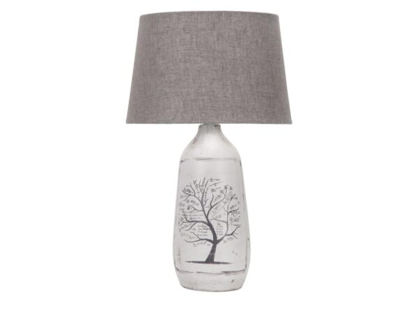 Szara lampa stołowa Norolona 40 cm z ceramiczną podstawą