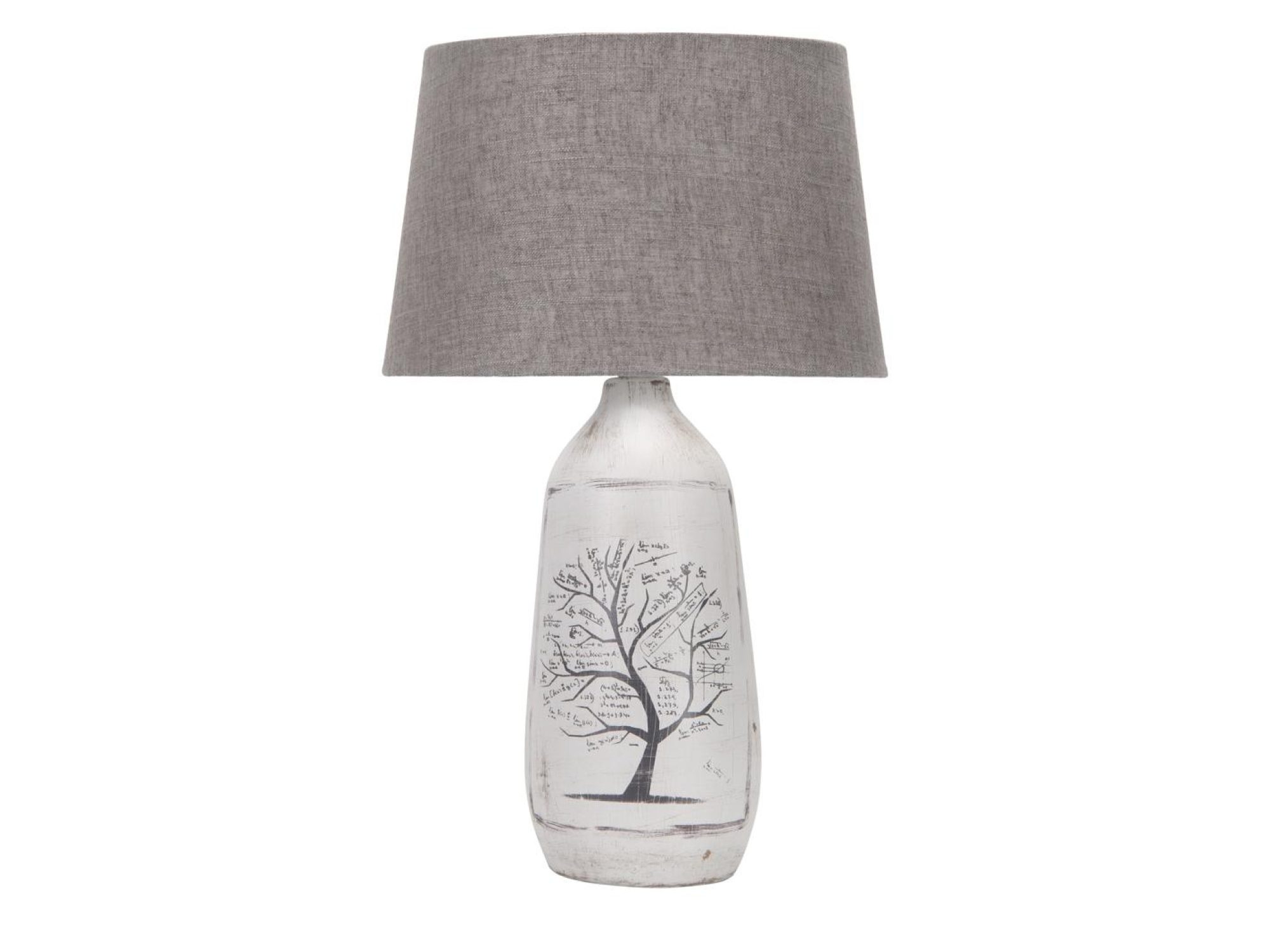 Szara lampa stołowa Norolona 40 cm z ceramiczną podstawą
