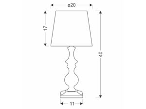 Miniaturka 2 - Lampa stołowa Omevio 40 cm rysunek wymiarowy