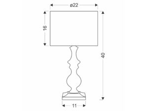 Miniaturka 3 - Lampa stołowa Omevio 40 cm – rysunek wymiarowy