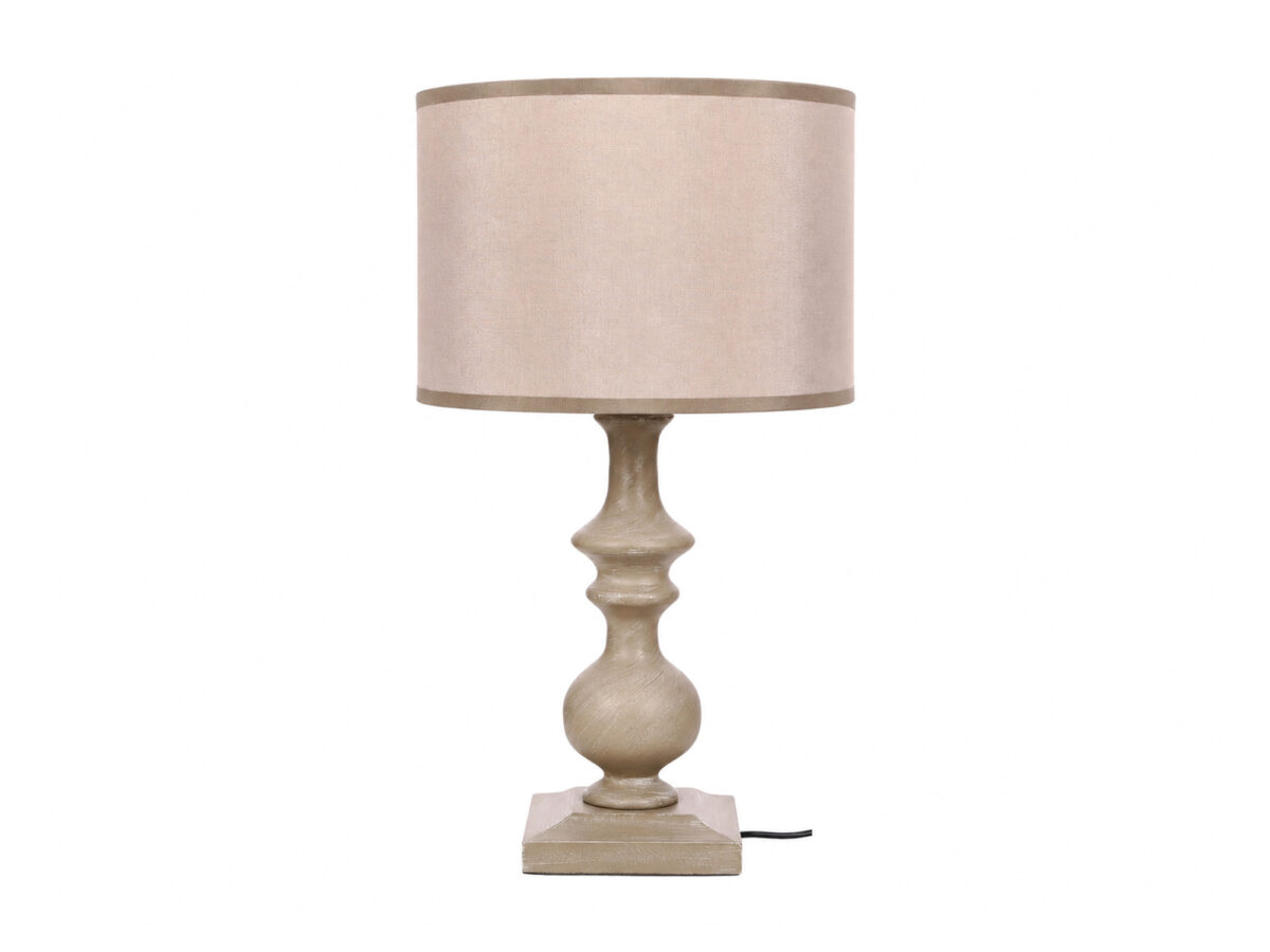 Lampa stołowa Omevio 40 cm E27 ciemnoszara z beżowym abażurem