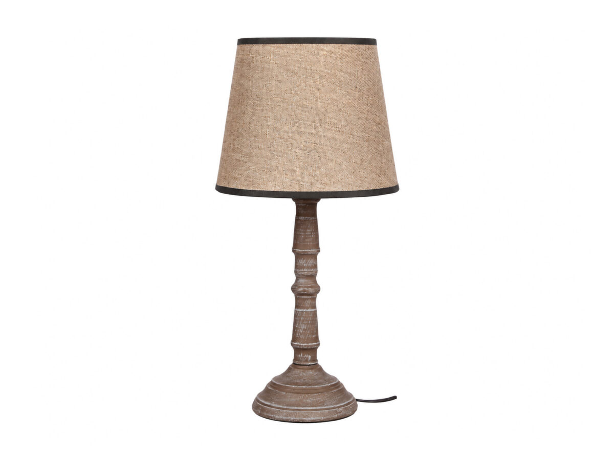 Lampa stołowa Omevio 43 cm z ciemnym lnianym abażurem