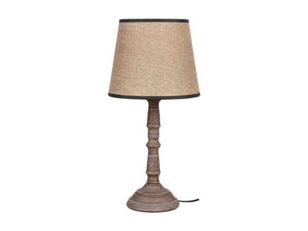 Lampa stołowa Omevio ciemnoszara z ciemnym lnianym abażurem