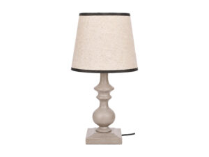 Miniaturka 3 - Lampa stołowa Omevio 40 cm szara z jasnym abażurem na białym tle