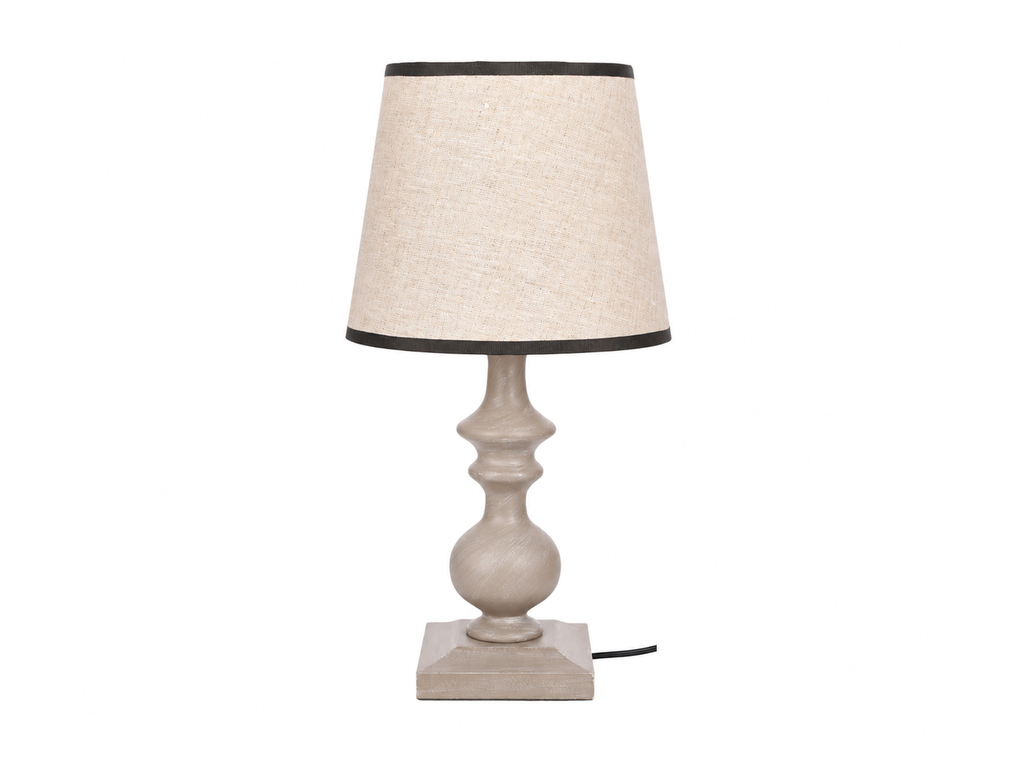 Lampa stołowa Omevio 40 cm szara z jasnym abażurem na białym tle