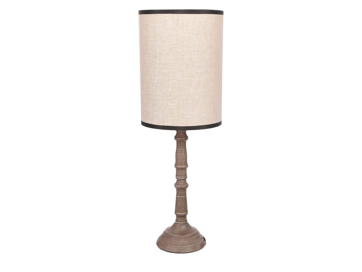 Lampa stołowa z jasnym abażurem Omevio 52 cm szara