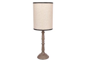 Miniaturka 4 - Lampa stołowa Omevio szara z jasnym lnianym abażurem na białym tle