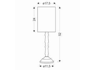 Miniaturka 3 - Lampa stołowa Omevio rysunek wymiarowy wysokość 52 cm i średnica 17,5 cm
